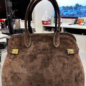 CLAUDIA FIRENZE Chocolate Brown Suede Satchel VHTF